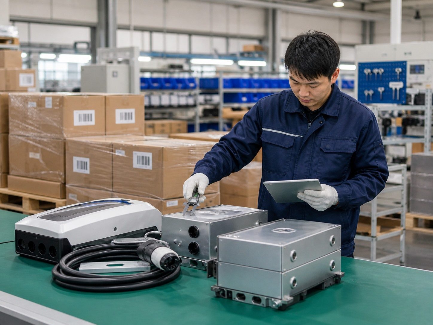 Inspeccion de materiales para cargadores EV